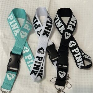 PINK Victoria's Secret Kids Lanyard Trio - Black, White, and Teal